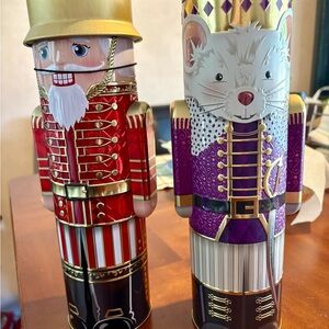 Holiday Nutcracker Tin Set - Red & Purple Decorative Tins